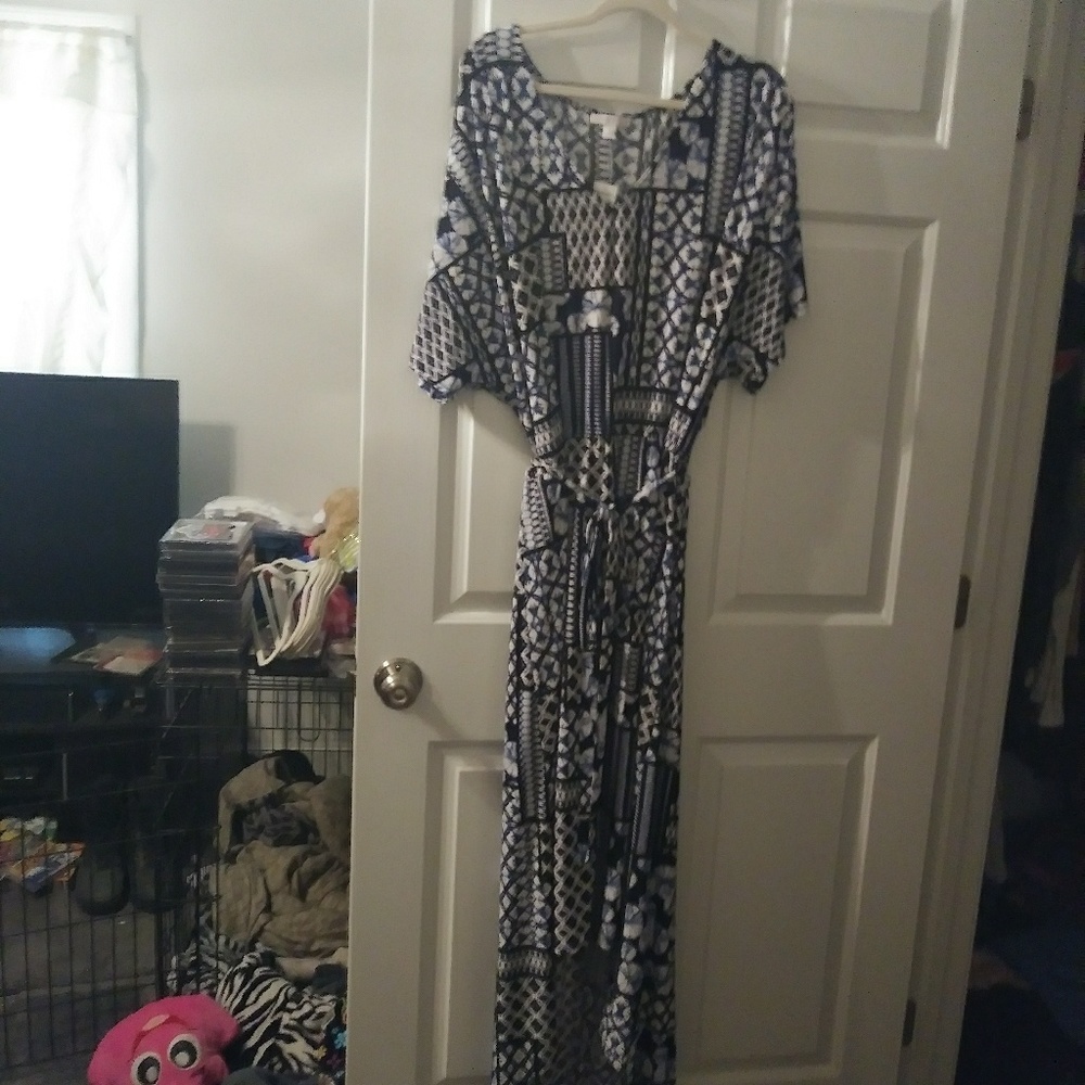 Blue and white dress
